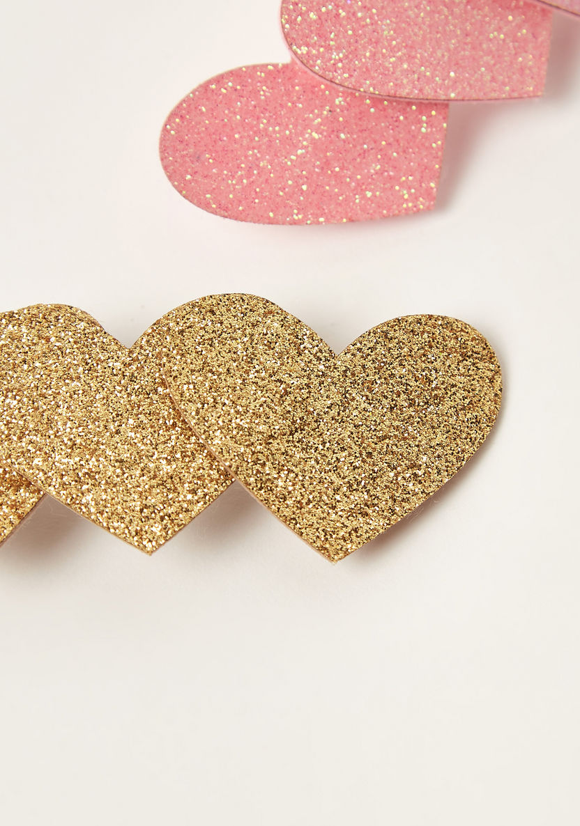 Charmz Hearts Accented Barrette Clip - Set of 2-Hair Accessories-image-1