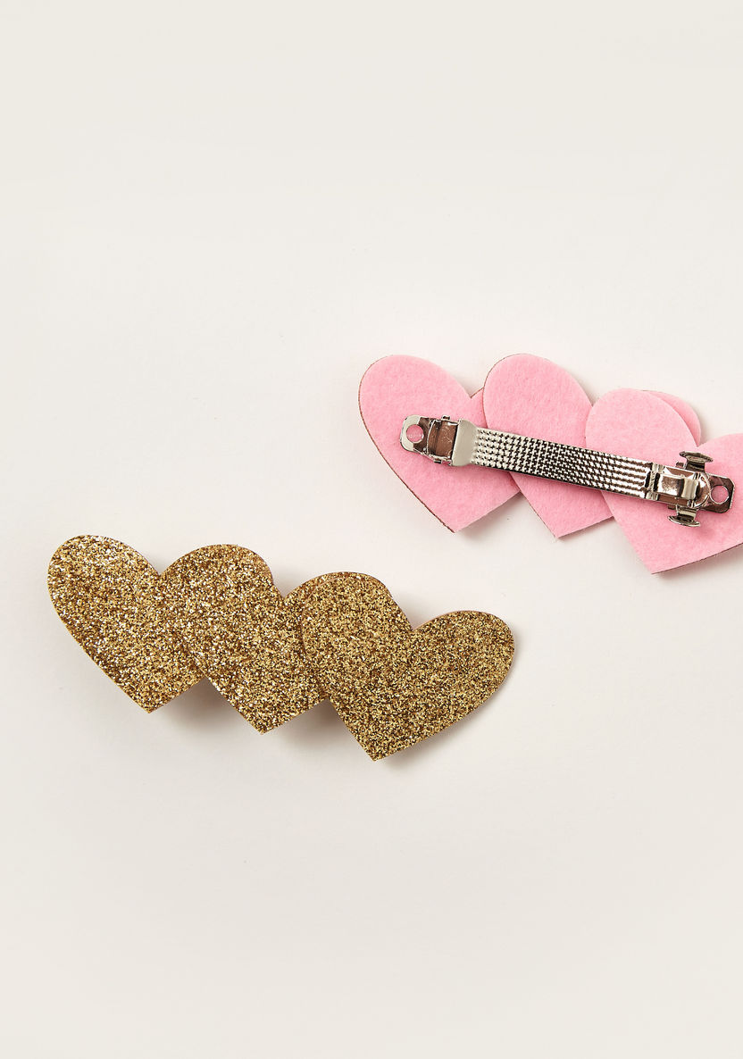 Charmz Hearts Accented Barrette Clip - Set of 2-Hair Accessories-image-2