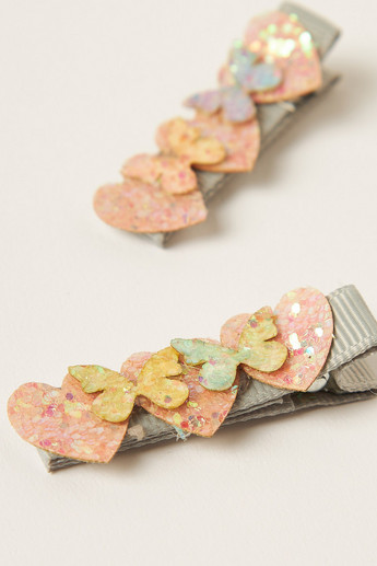 Charmz Heart Accented Hair Clip - Set of 2