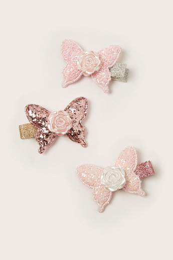 Charmz Embellished Butterfly Accented Hair Clip - Set of 3