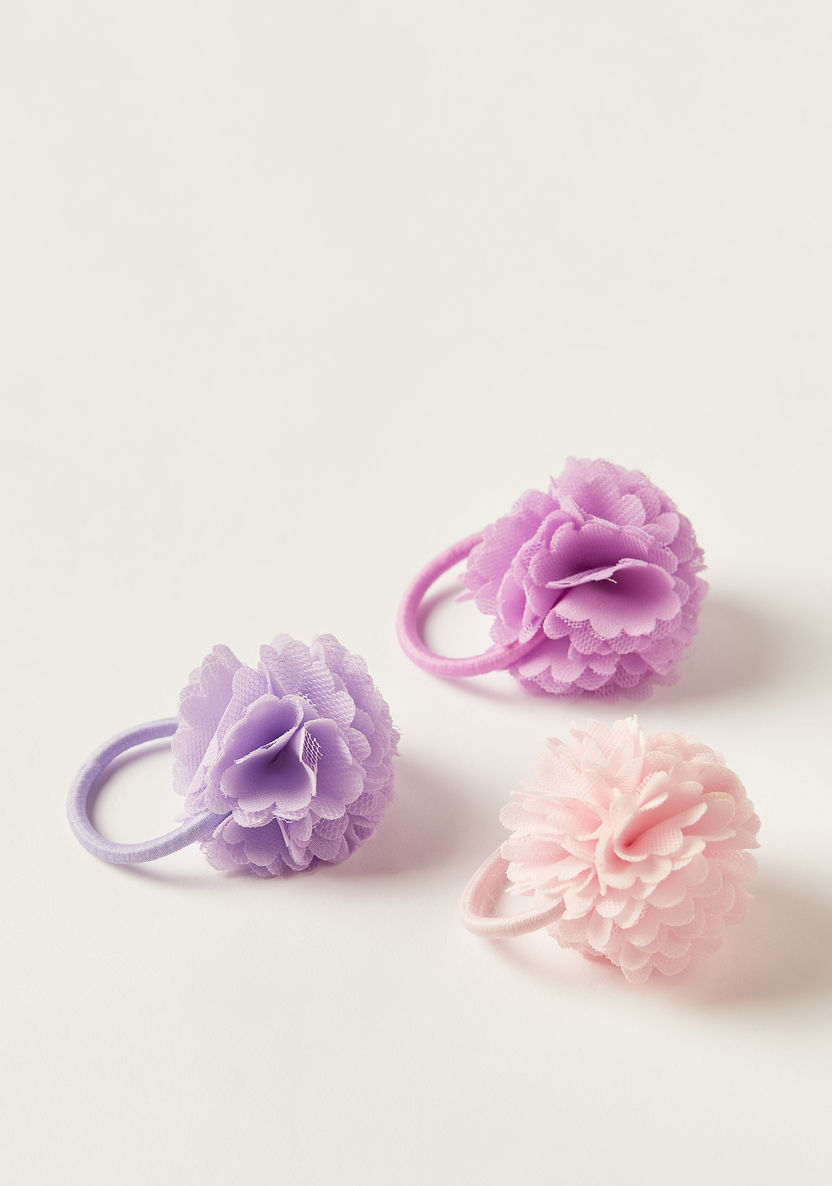 Charmz Floral Accented Hair Tie - Set of 3-Hair Accessories-image-0