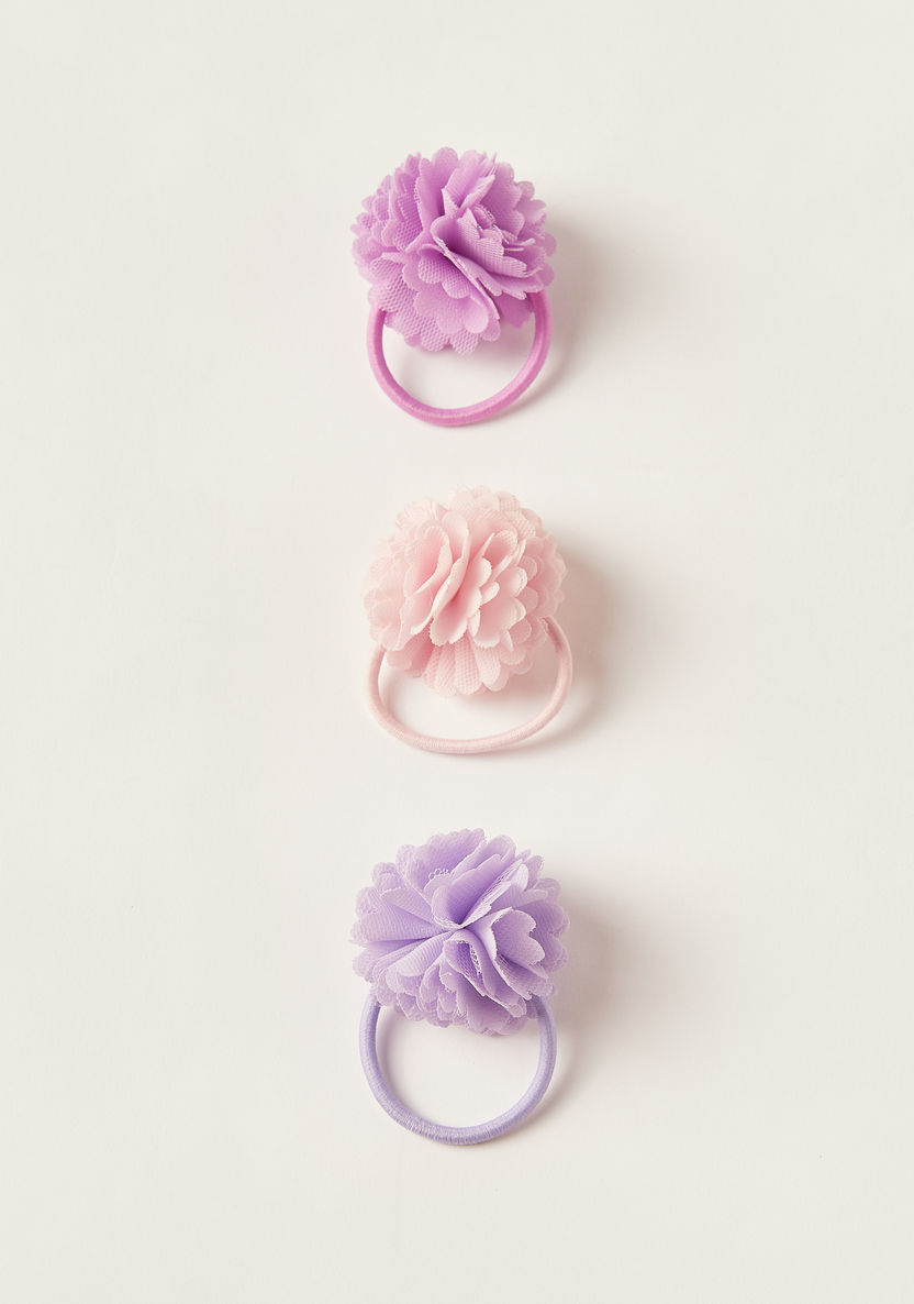 Charmz Floral Accented Hair Tie - Set of 3-Hair Accessories-image-1