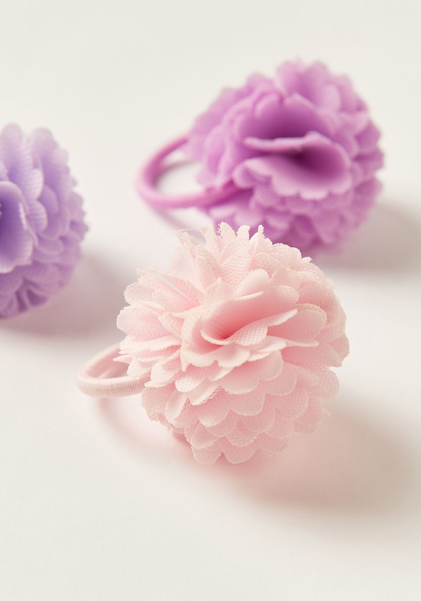 Charmz Floral Accented Hair Tie - Set of 3-Hair Accessories-image-2