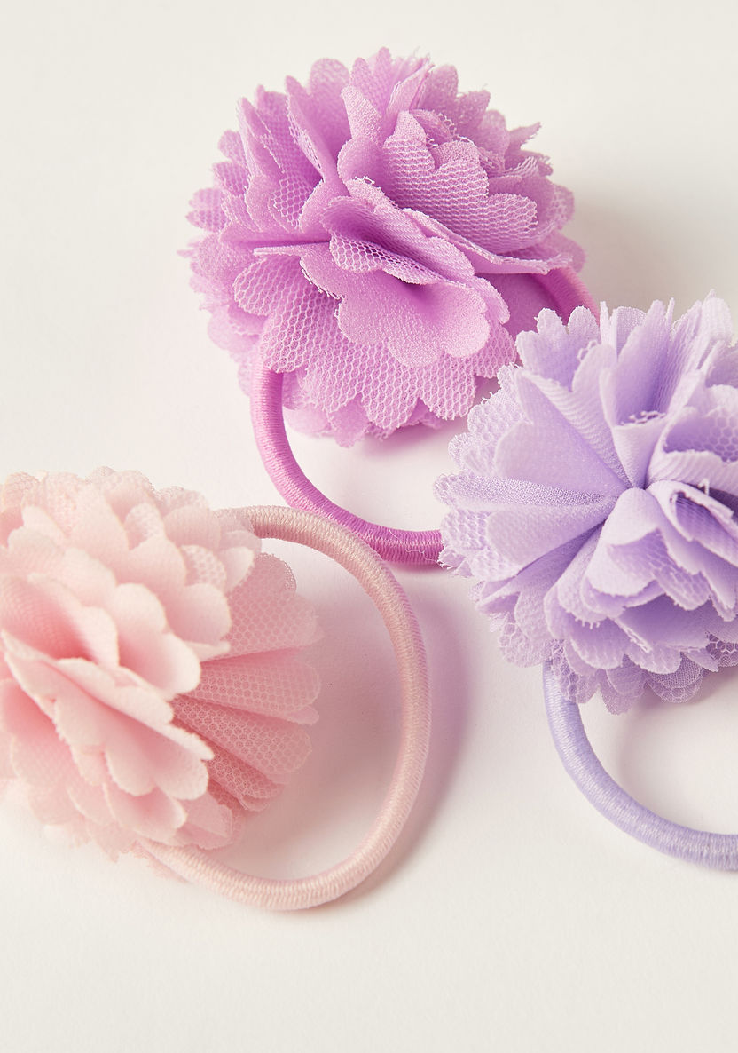 Charmz Floral Accented Hair Tie - Set of 3-Hair Accessories-image-3