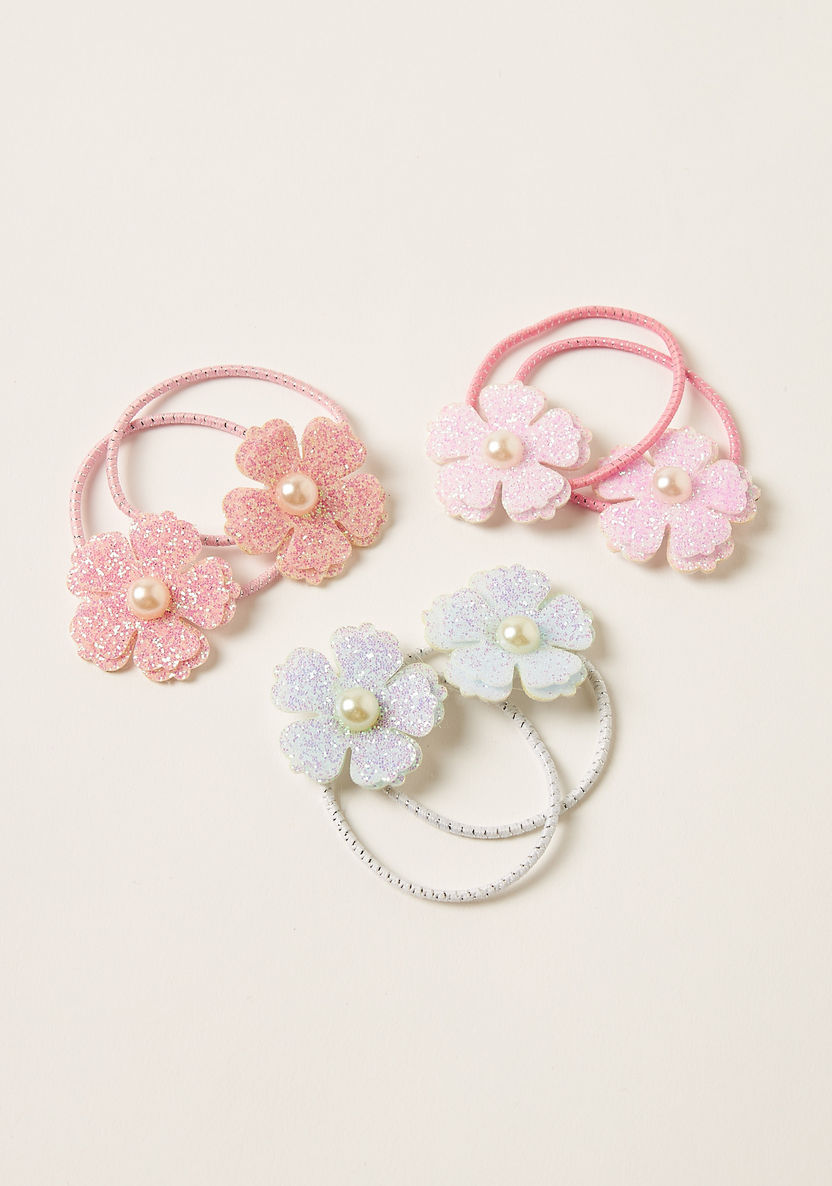 Charmz Floral Embellished Hair Tie - Set of 6-Hair Accessories-image-0