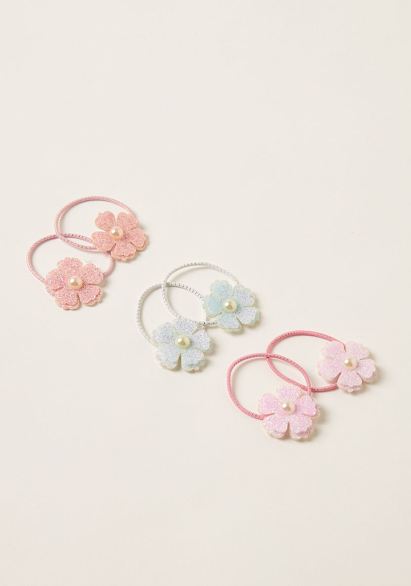 Charmz Floral Embellished Hair Tie - Set of 6-Hair Accessories-image-2