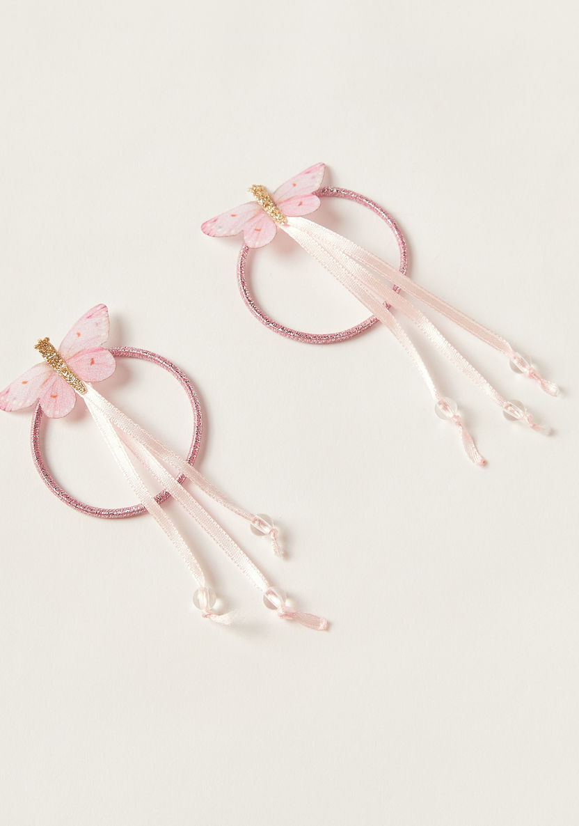 Charmz Butterfly Accented Hair Tie - Set of 2-Hair Accessories-image-3