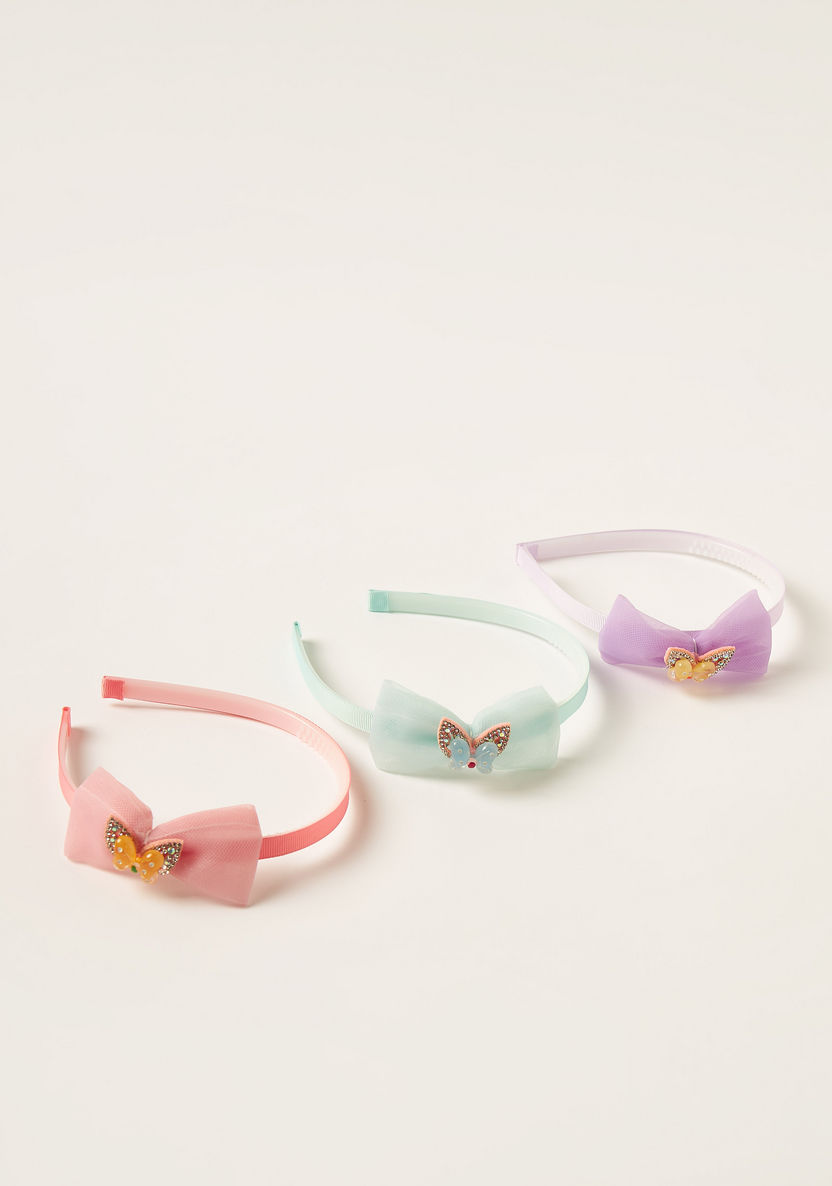 Charmz Hairband with Bow and Butterfly Accent - Set of 3-Hair Accessories-image-0