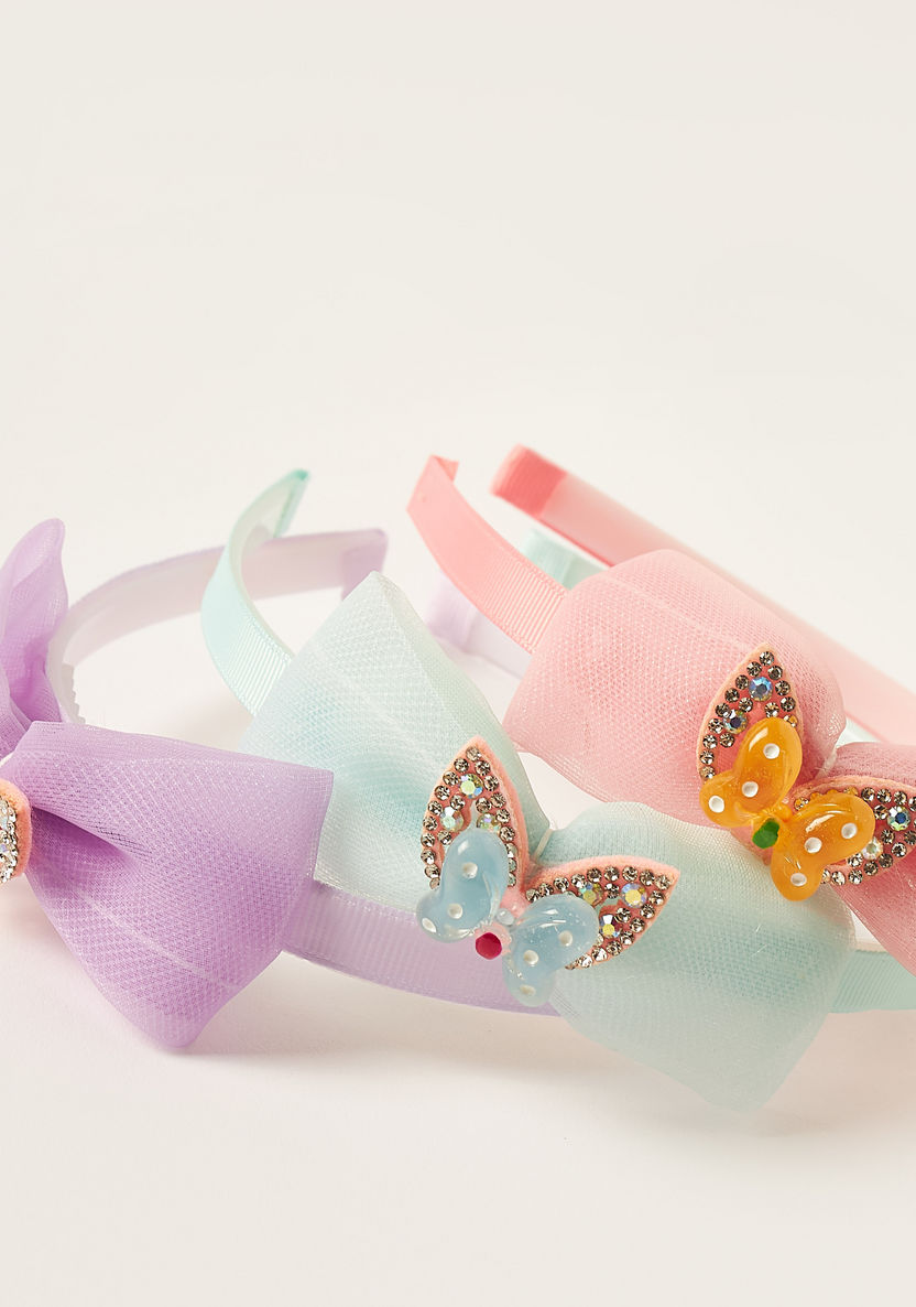 Charmz Hairband with Bow and Butterfly Accent - Set of 3-Hair Accessories-image-2