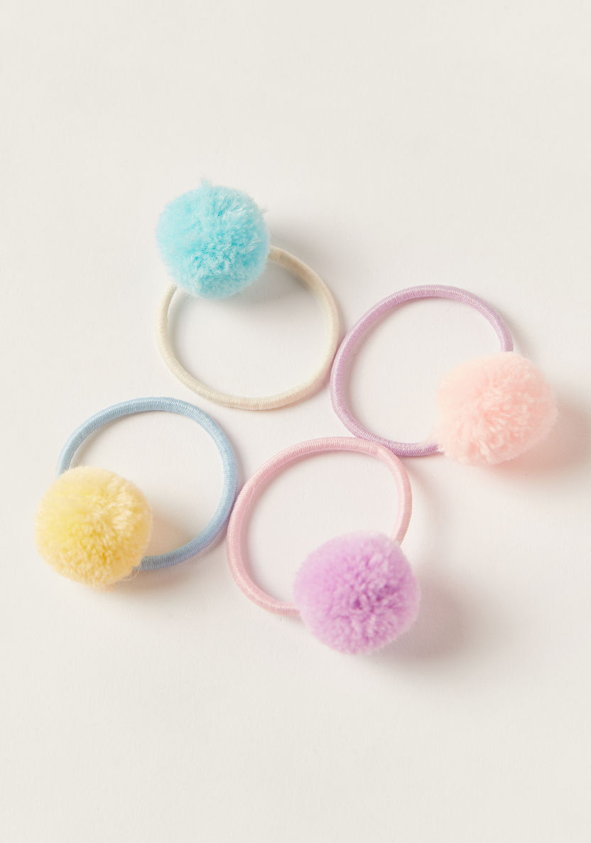 Charmz Pom Pom Accented Hair Tie - Set of 4-Hair Accessories-image-2