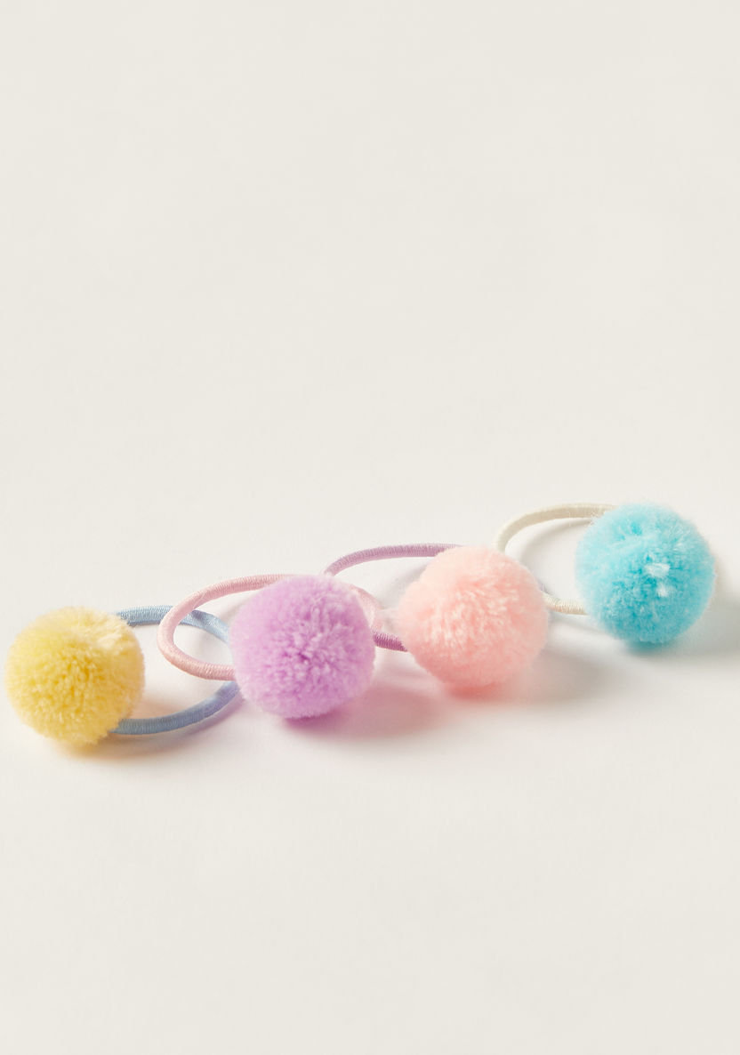 Charmz Pom Pom Accented Hair Tie - Set of 4-Hair Accessories-image-3
