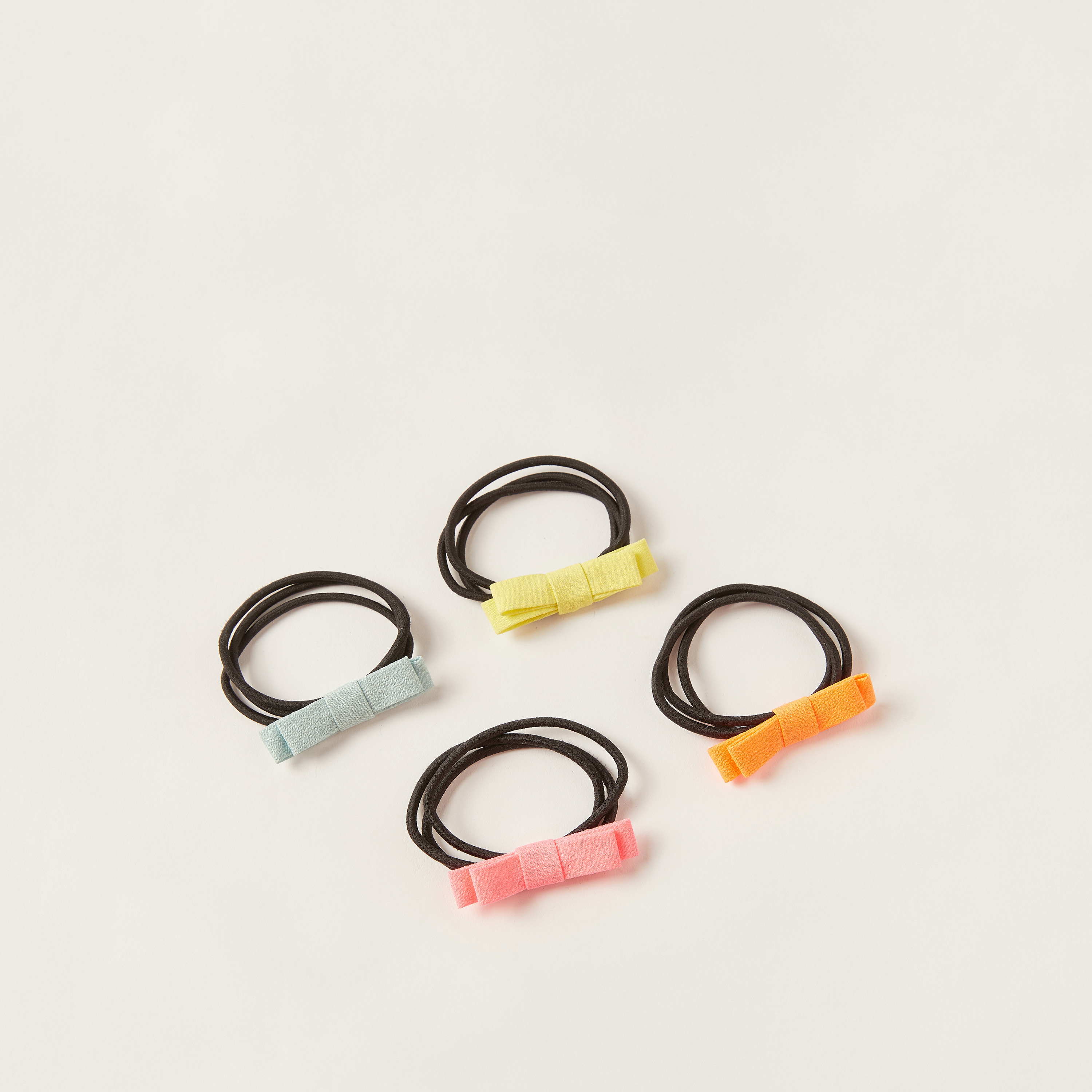 Charmz Bow Accented Hair Tie - Set of 4-baby-girls-accessories-hairaccessories-image-1