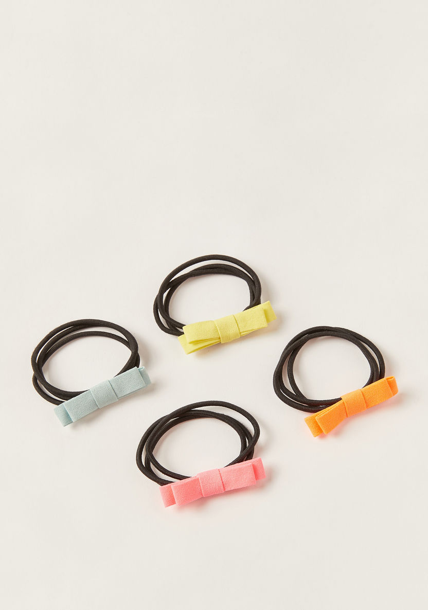 Charmz Bow Accented Hair Tie - Set of 4-Hair Accessories-image-0