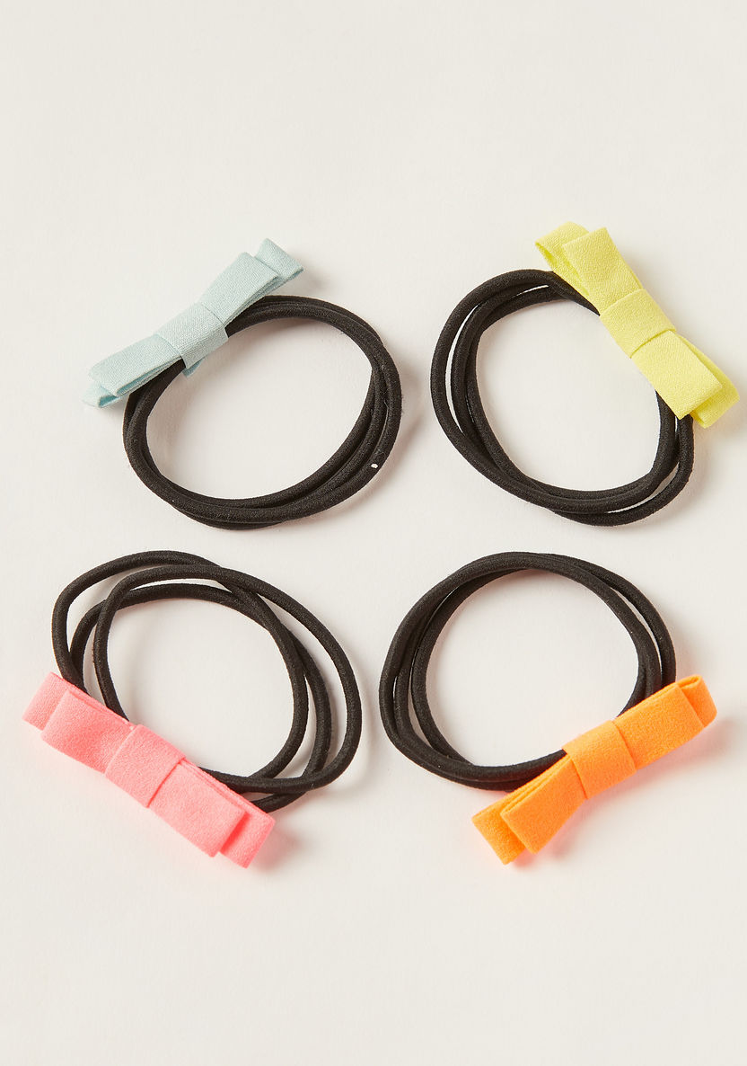 Charmz Bow Accented Hair Tie - Set of 4-Hair Accessories-image-1