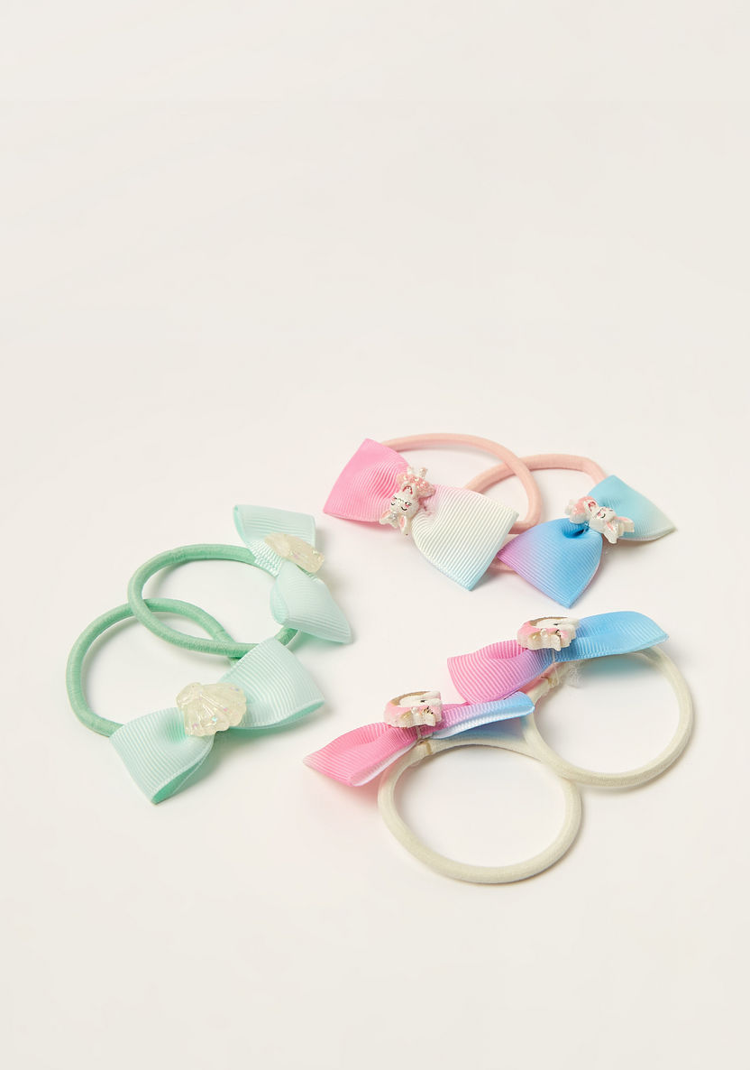 Charmz Bow Accented Hair Tie - Set of 6-Hair Accessories-image-0