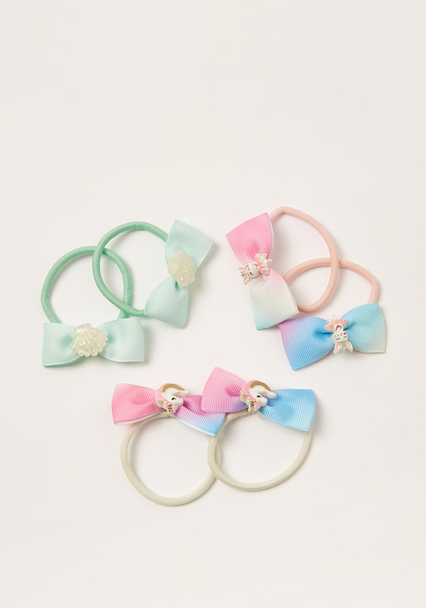 Charmz Bow Accented Hair Tie - Set of 6-Hair Accessories-image-1