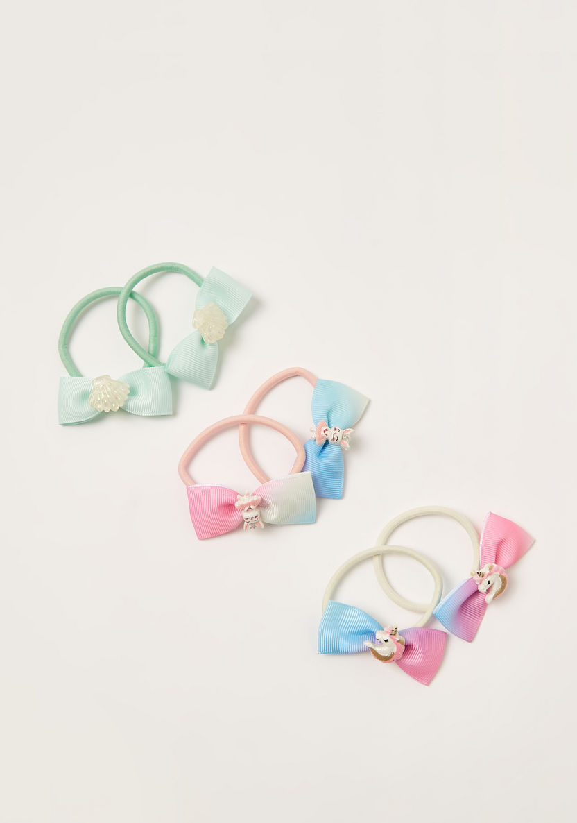 Charmz Bow Accented Hair Tie - Set of 6-Hair Accessories-image-2