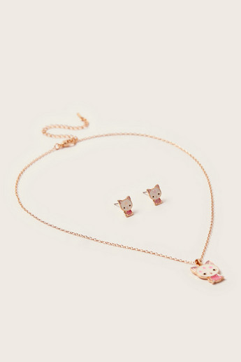 Charmz Cat Pendant Necklace and Earrings Set