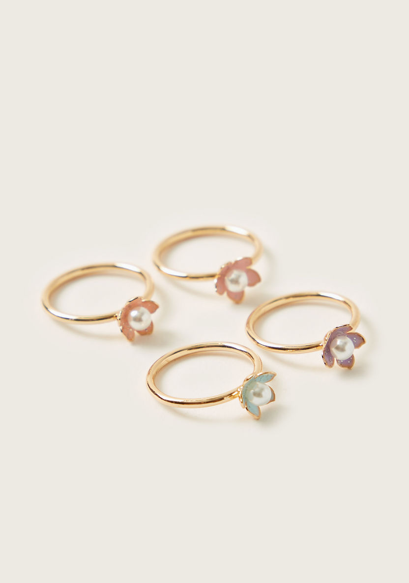 Charmz Floral Accented Ring - Set of 4-Jewellery-image-2