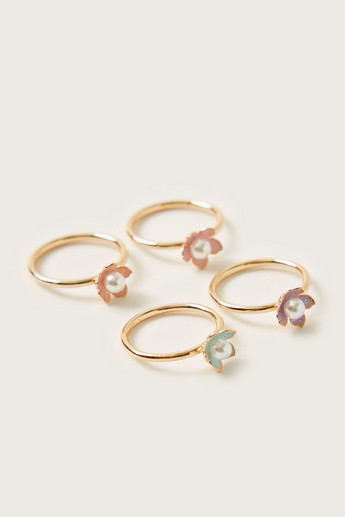 Charmz Floral Accented Ring - Set of 4
