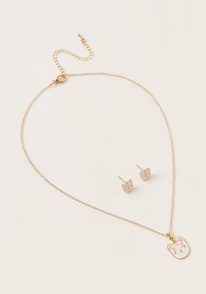 Charmz Embellished Pendant Necklace and Earrings Set-Jewellery-image-0