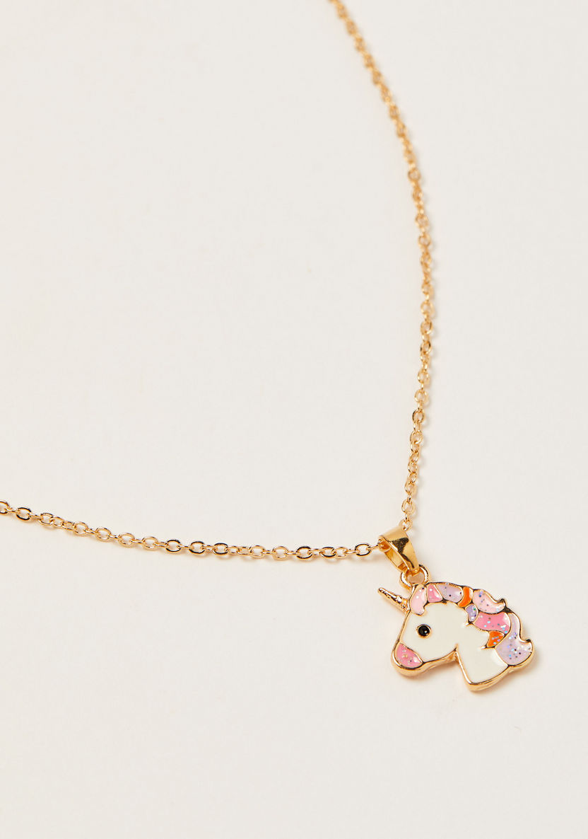 Charmz Unicorn Accented Pendant Necklace with Ring and Stud Earrings Set-Jewellery-image-1