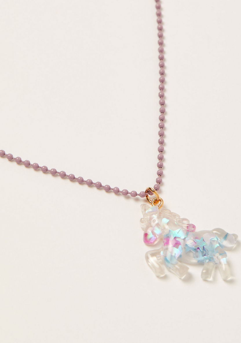 Charmz Unicorn Pendant Necklace and Earrings Set-Jewellery-image-1