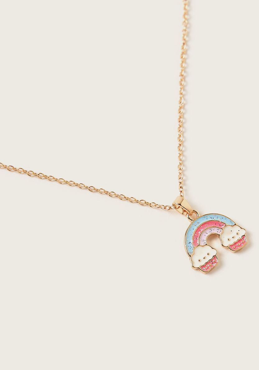 Charmz Rainbow Shaped Pendant Necklace and Cuff Bracelet Set-Jewellery-image-1