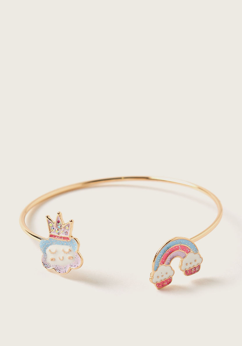 Charmz Rainbow Shaped Pendant Necklace and Cuff Bracelet Set-Jewellery-image-3
