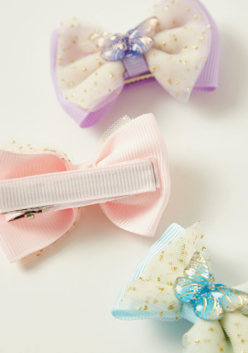 Charmz Bow Shaped Hair Clip with Glitter Detail - Set of 3-Hair Accessories-image-2
