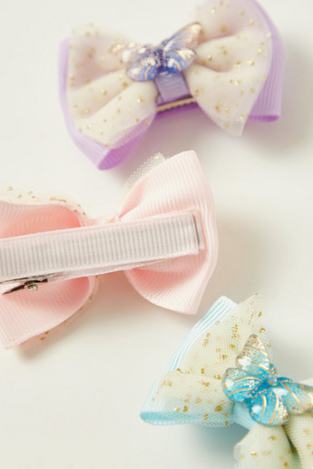 Charmz Bow Shaped Hair Clip with Glitter Detail - Set of 3