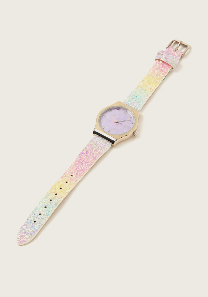 Charmz Unicorn Print Round Dial Wristwatch with Embellished Detail-Watches-image-0