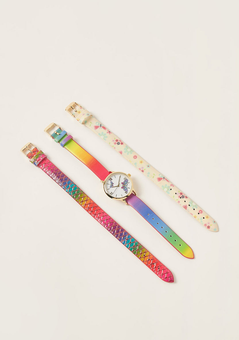 Charmz Printed Round Dial Wristwatch and Strap Set-Watches-image-0
