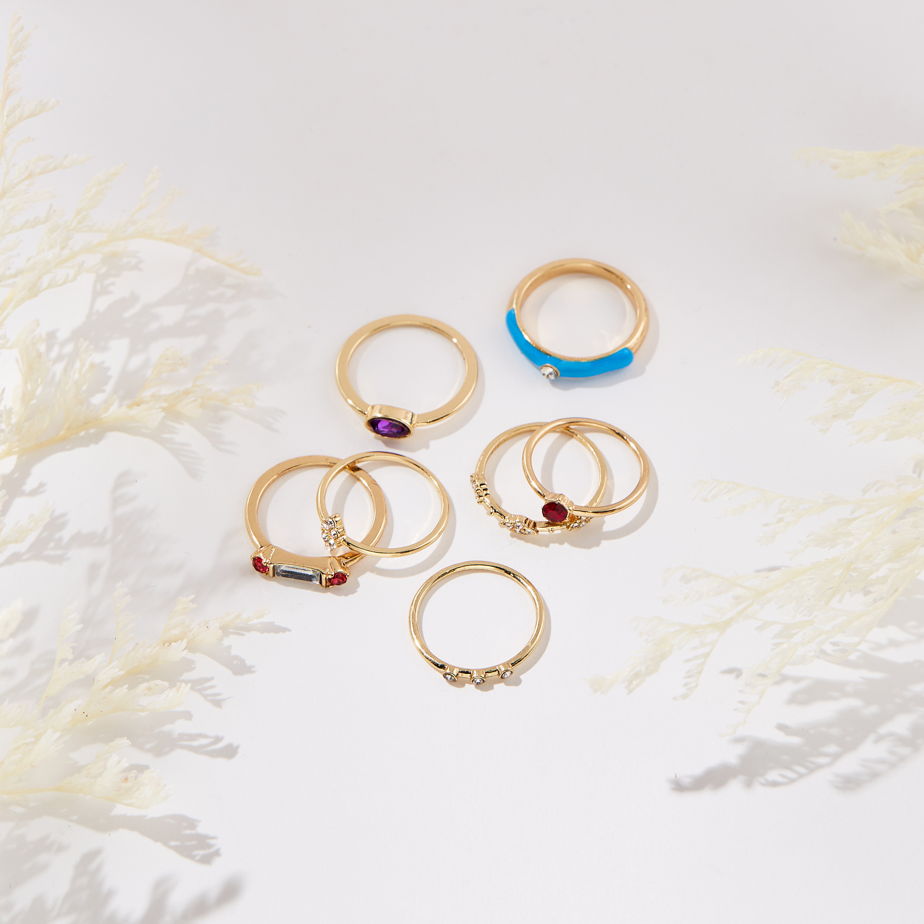 Assorted Crystal Studded Ring - Set of 7-women-watchesandjewellery-jewellery-rings-image-1
