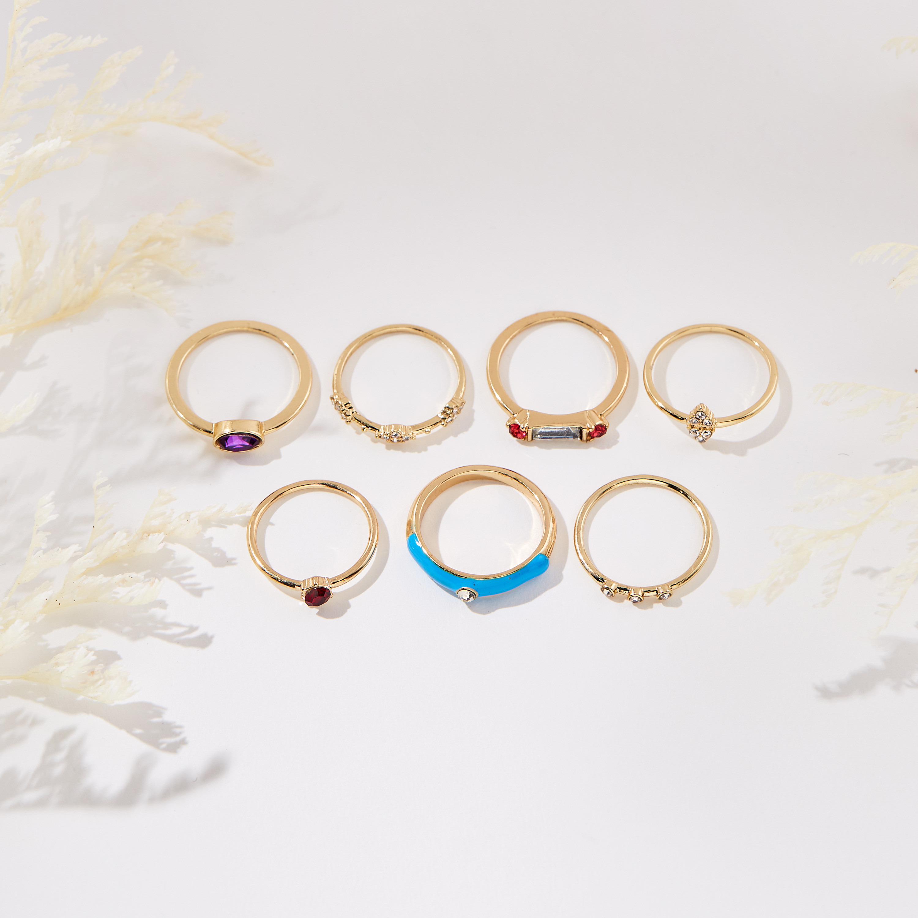 Assorted Crystal Studded Ring - Set of 7-women-watchesandjewellery-jewellery-rings-image-2