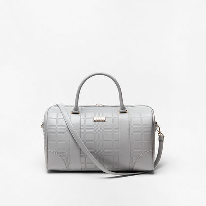 ELLE Textured Duffel Bag with Detachable Strap and Zip Closure-Duffle Bags-image-0