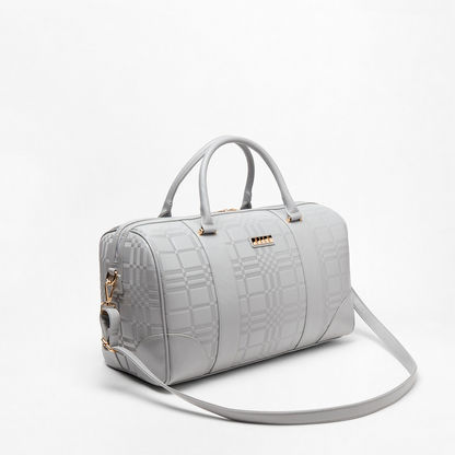 ELLE Textured Duffel Bag with Detachable Strap and Zip Closure-Duffle Bags-image-1