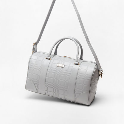 ELLE Textured Duffel Bag with Detachable Strap and Zip Closure