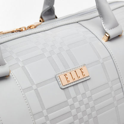 ELLE Textured Duffel Bag with Detachable Strap and Zip Closure-Duffle Bags-image-3