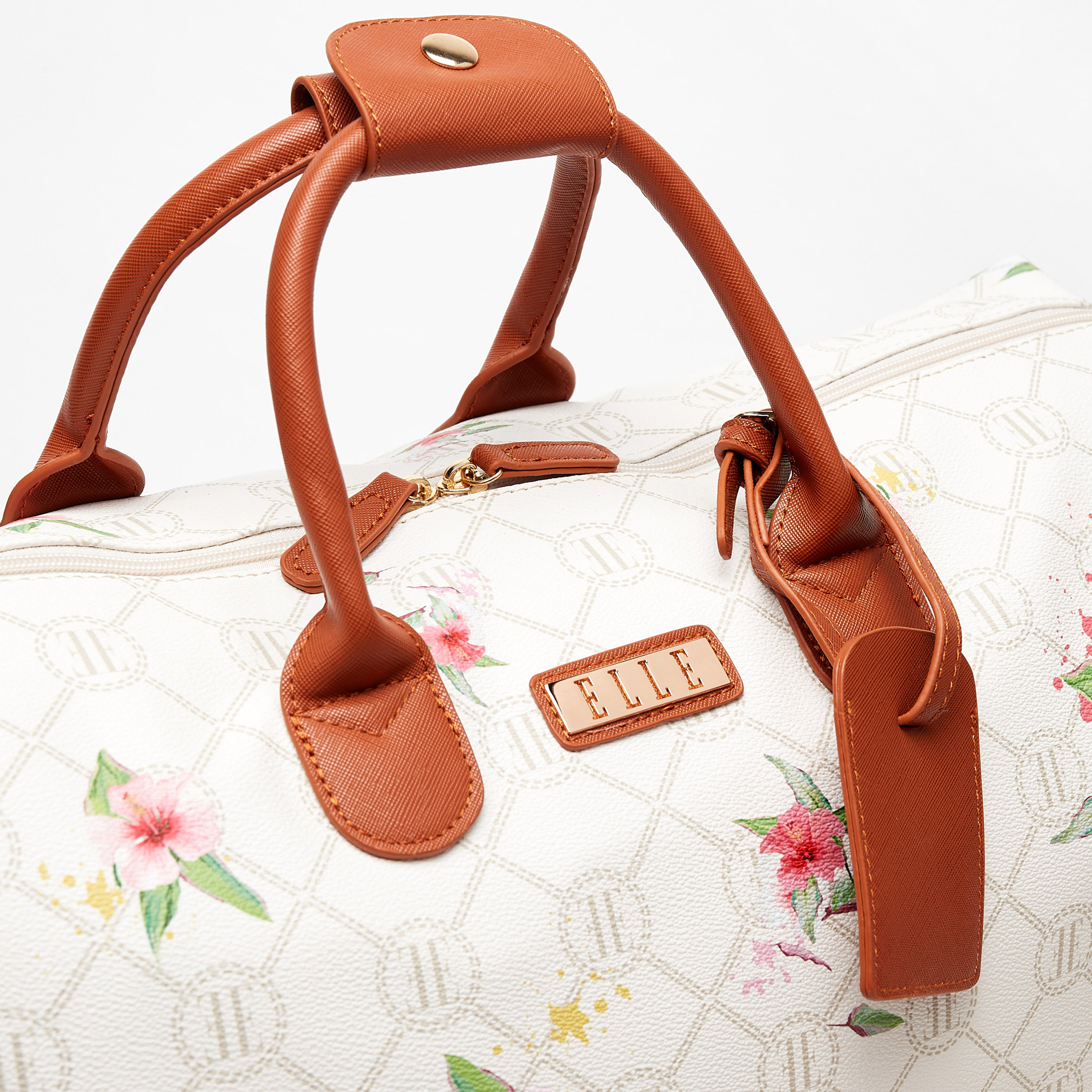 ELLE Printed Duffel Bag with Detachable Strap and Zip Closure-travel-luggagesandbags-dufflebags-image-4