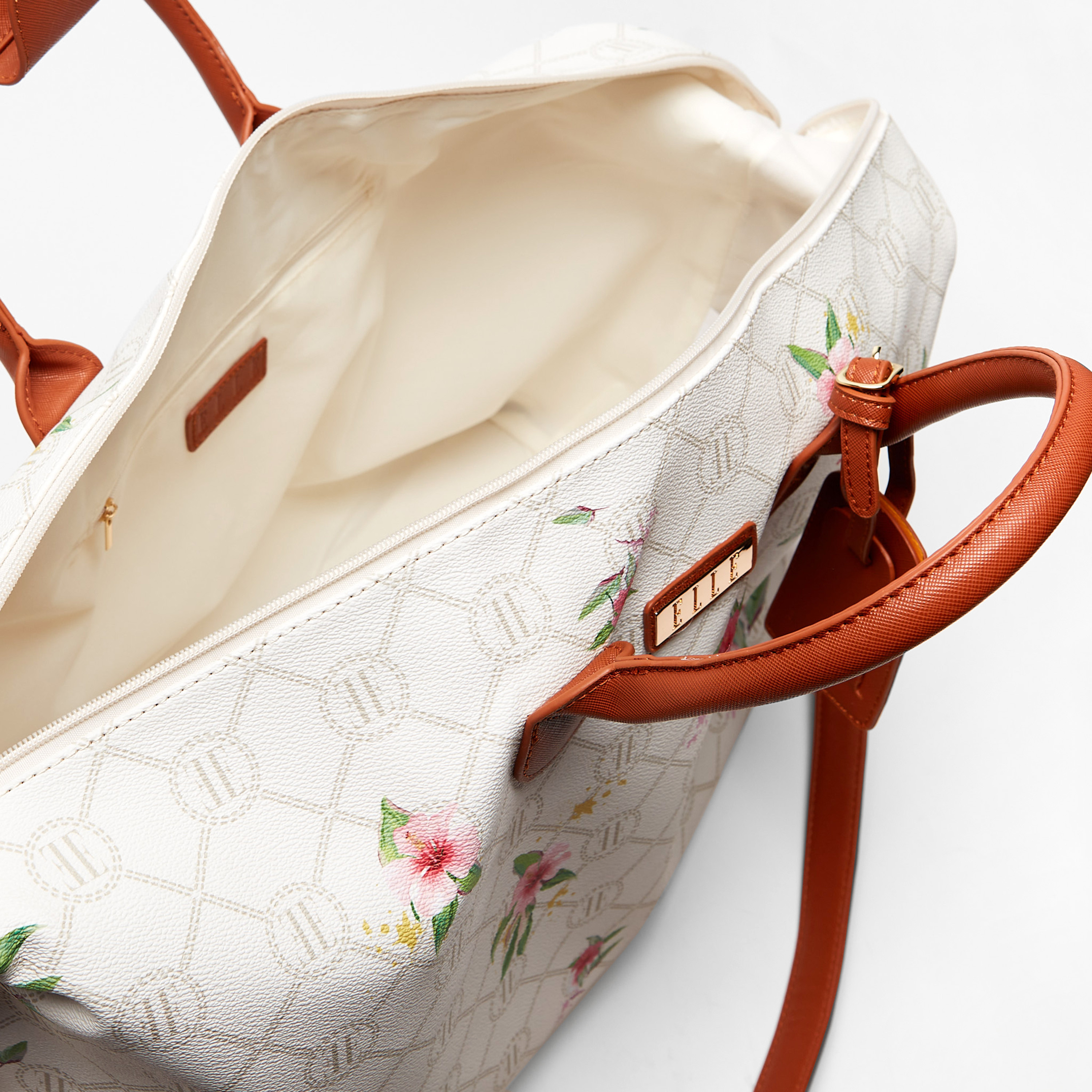 ELLE Printed Duffel Bag with Detachable Strap and Zip Closure-travel-luggagesandbags-dufflebags-image-5