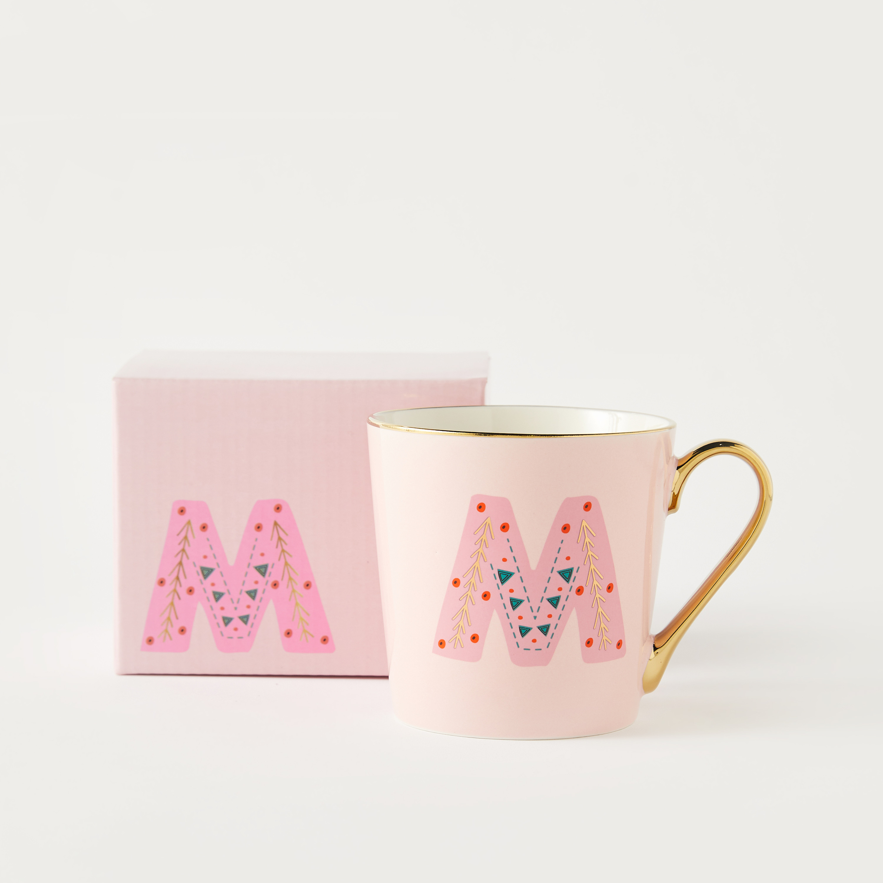 Monogram Print Ceramic Mug with Initial M - 400 ml-household-dining-teaandcoffee-mugsandcups-image-1
