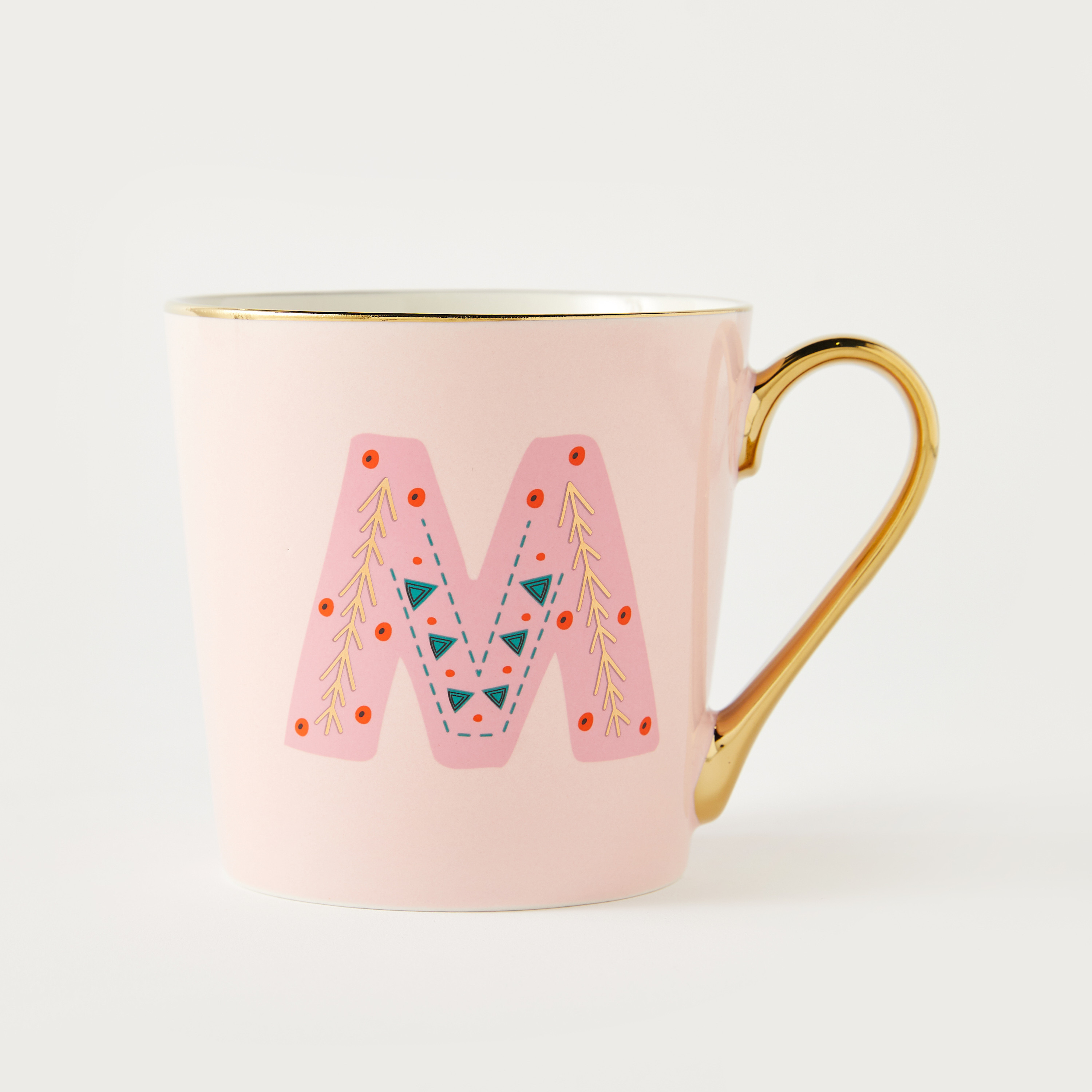 Monogram Print Ceramic Mug with Initial M - 400 ml-household-dining-teaandcoffee-mugsandcups-image-2