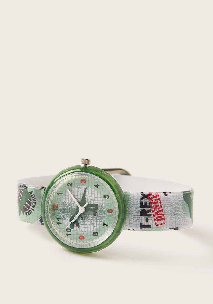 Juniors T-Rex Print Watch with Buckle Closure and Keychain Set-Watches-image-2