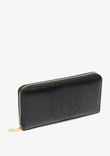 Elle Wallet with Perforated Detail and Zip Closure-Wallets & Clutches-image-1