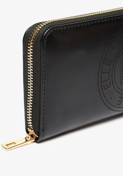 Elle Wallet with Perforated Detail and Zip Closure-Wallets & Clutches-image-2