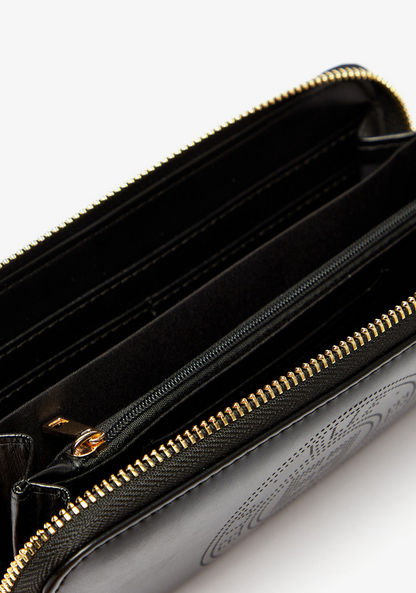 Elle Wallet with Perforated Detail and Zip Closure-Wallets & Clutches-image-4