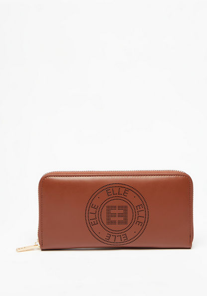 Elle Wallet with Perforated Detail and Zip Closure-Wallets & Clutches-image-0