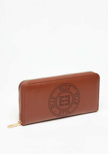 Elle Wallet with Perforated Detail and Zip Closure-Wallets & Clutches-image-1