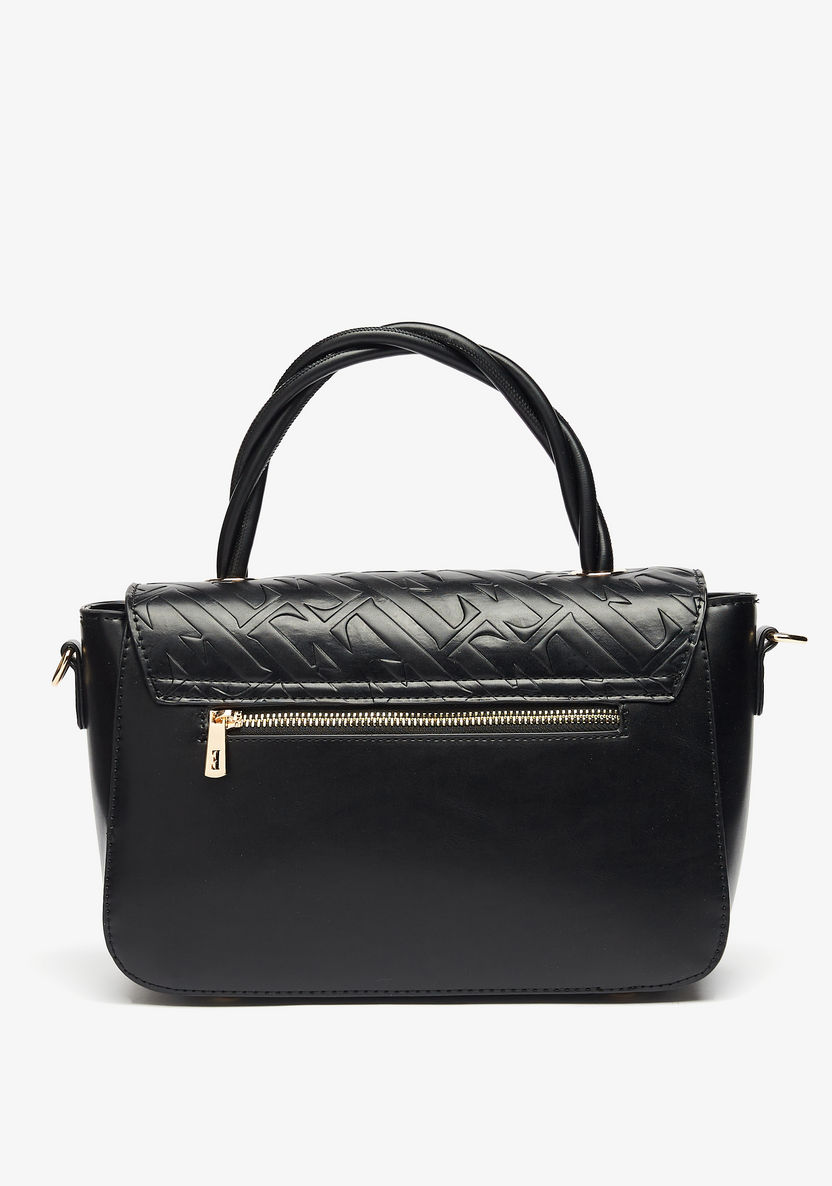 ELLE Monogram Textured Crossbody Bag with Twisted Top Handle-Women%27s Handbags-image-3